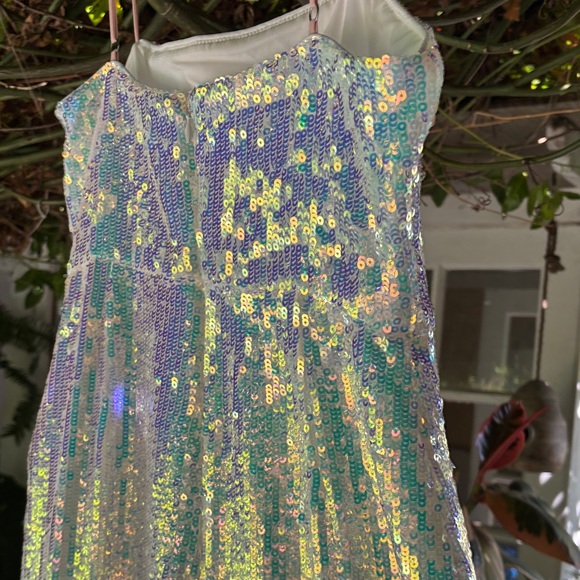 NBD Iridescent Sequin White Spaghetti Strap Dress - Picture 12 of 16